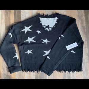 NWT Semi Crop Sweater With Frayed Details Size XL